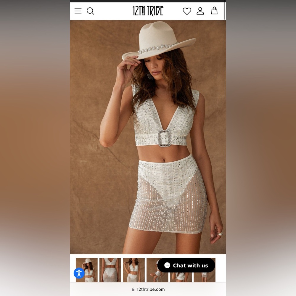 12th Tribe Violet White Rhinestone Skirt